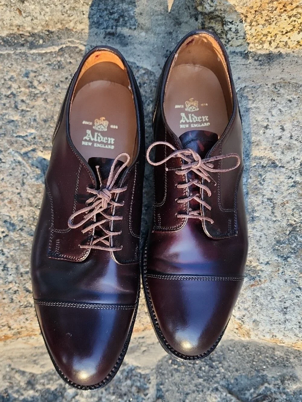 Alden 2160 Straight Tip Blucher Shoes In Color # 8, Shell Cordovan Size 7.5 C/E
